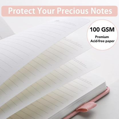 160 Pages A5 Lined Journal Notebook, Hardcover Writing Pad, Pink
