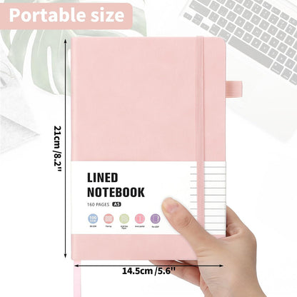160 Pages A5 Lined Journal Notebook, Hardcover Writing Pad, Pink