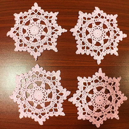 Embroidered Crochet Doilies Coasters Sets Table Centerpieces for Dining Room 4pcs/Set Pink Lace Doilies