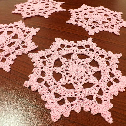 Embroidered Crochet Doilies Coasters Sets Table Centerpieces for Dining Room 4pcs/Set Pink Lace Doilies