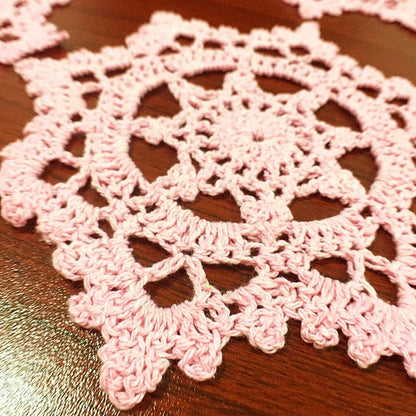 Embroidered Crochet Doilies Coasters Sets Table Centerpieces for Dining Room 4pcs/Set Pink Lace Doilies