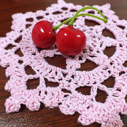 Embroidered Crochet Doilies Coasters Sets Table Centerpieces for Dining Room 4pcs/Set Pink Lace Doilies