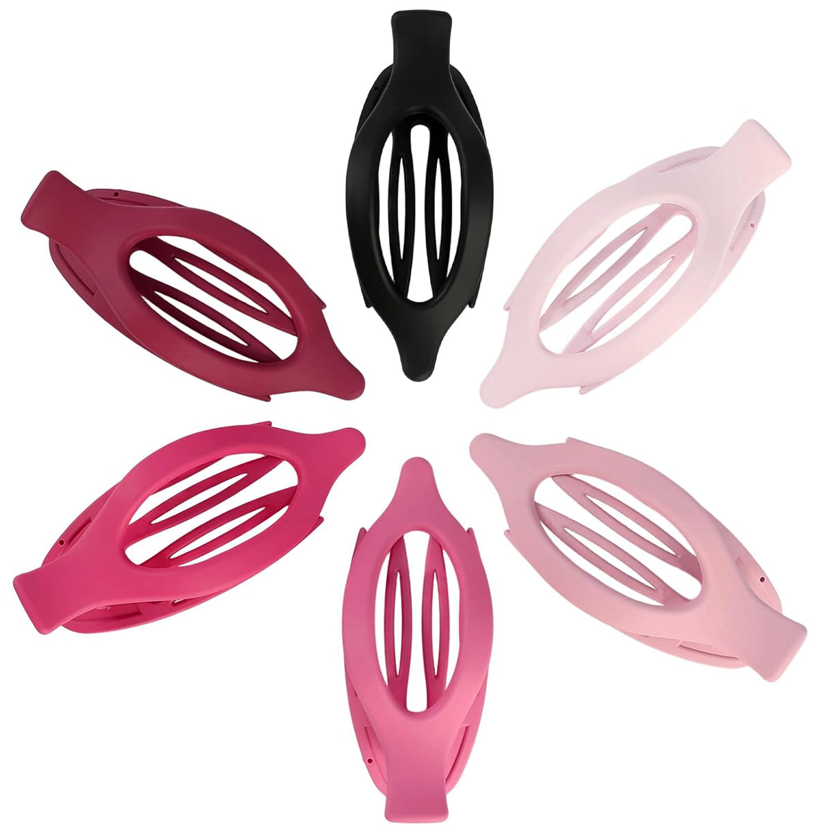 Flat Hair Clips for Women - 6 PCS French Flat Claw Clips Medium Hair Clips for Girls Large Hair Claw Clips for Thick or Thin Hair Strong Hold No Slip Hair Accessories for women (Pink)