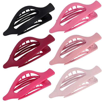 Flat Hair Clips for Women - 6 PCS French Flat Claw Clips Medium Hair Clips for Girls Large Hair Claw Clips for Thick or Thin Hair Strong Hold No Slip Hair Accessories for women (Pink)