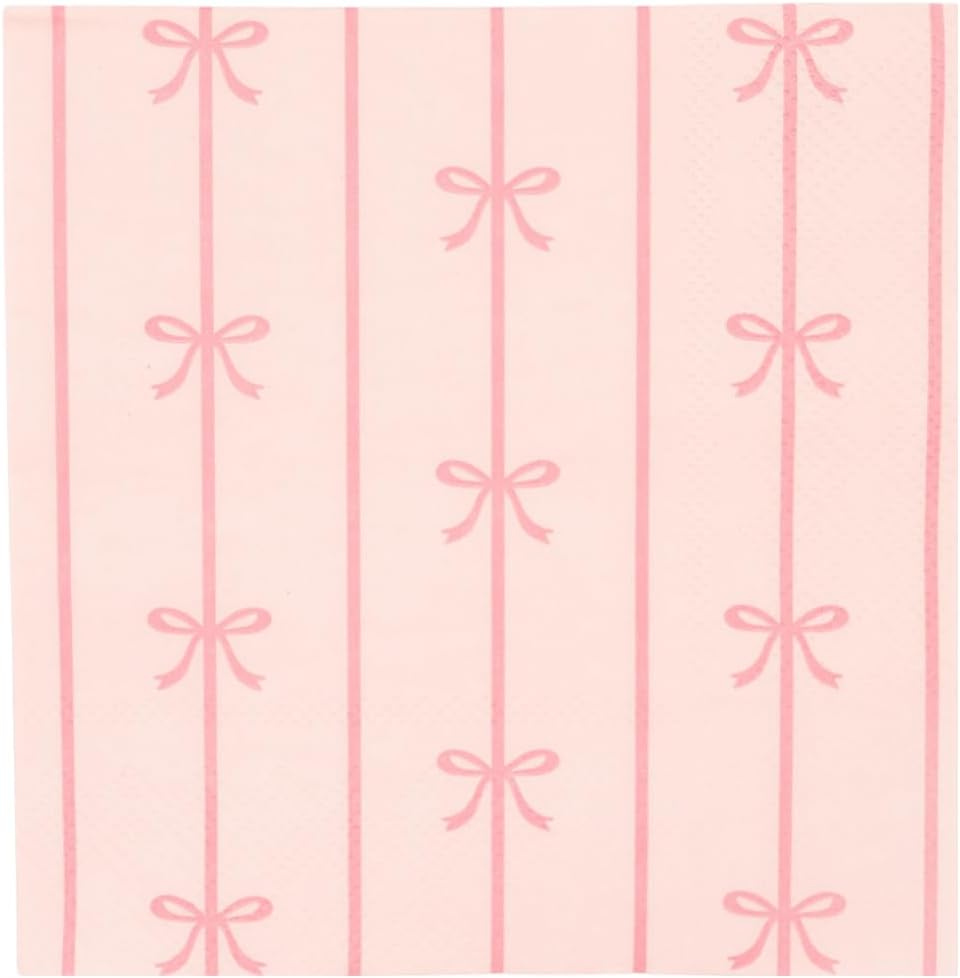 Petal Pink Signature Bow Cocktail Napkins, Pack of 20, 5"