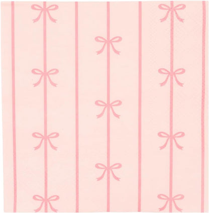 Petal Pink Signature Bow Cocktail Napkins, Pack of 20, 5"