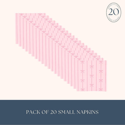Petal Pink Signature Bow Cocktail Napkins, Pack of 20, 5"