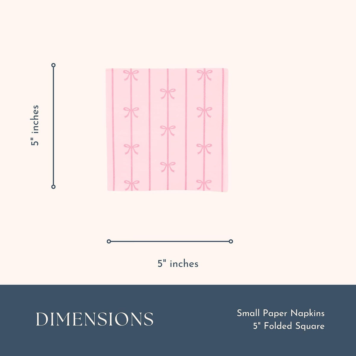 Petal Pink Signature Bow Cocktail Napkins, Pack of 20, 5"