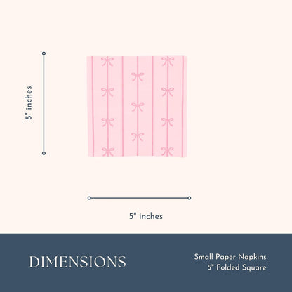 Petal Pink Signature Bow Cocktail Napkins, Pack of 20, 5"