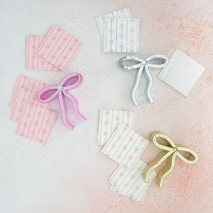 Petal Pink Signature Bow Cocktail Napkins, Pack of 20, 5"
