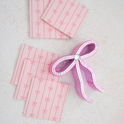 Petal Pink Signature Bow Cocktail Napkins, Pack of 20, 5"