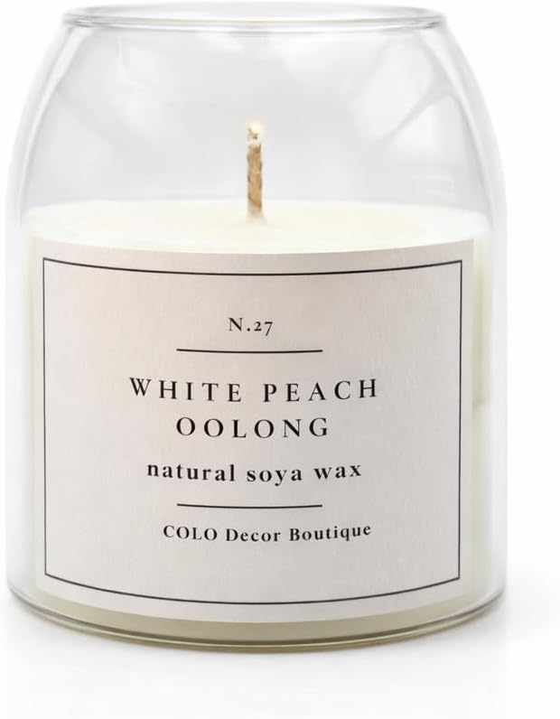 White Peach Oolong Scented Handmade Candle – Natural Soy Wax Blend | Soft Fruity Tea-Inspired Aroma | Handmade Candle | Gift for Birthday | Elegant Gift Candle by COLO Decor Boutique