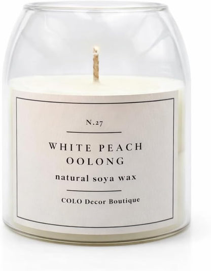White Peach Oolong Scented Handmade Candle – Natural Soy Wax Blend | Soft Fruity Tea-Inspired Aroma | Handmade Candle | Gift for Birthday | Elegant Gift Candle by COLO Decor Boutique