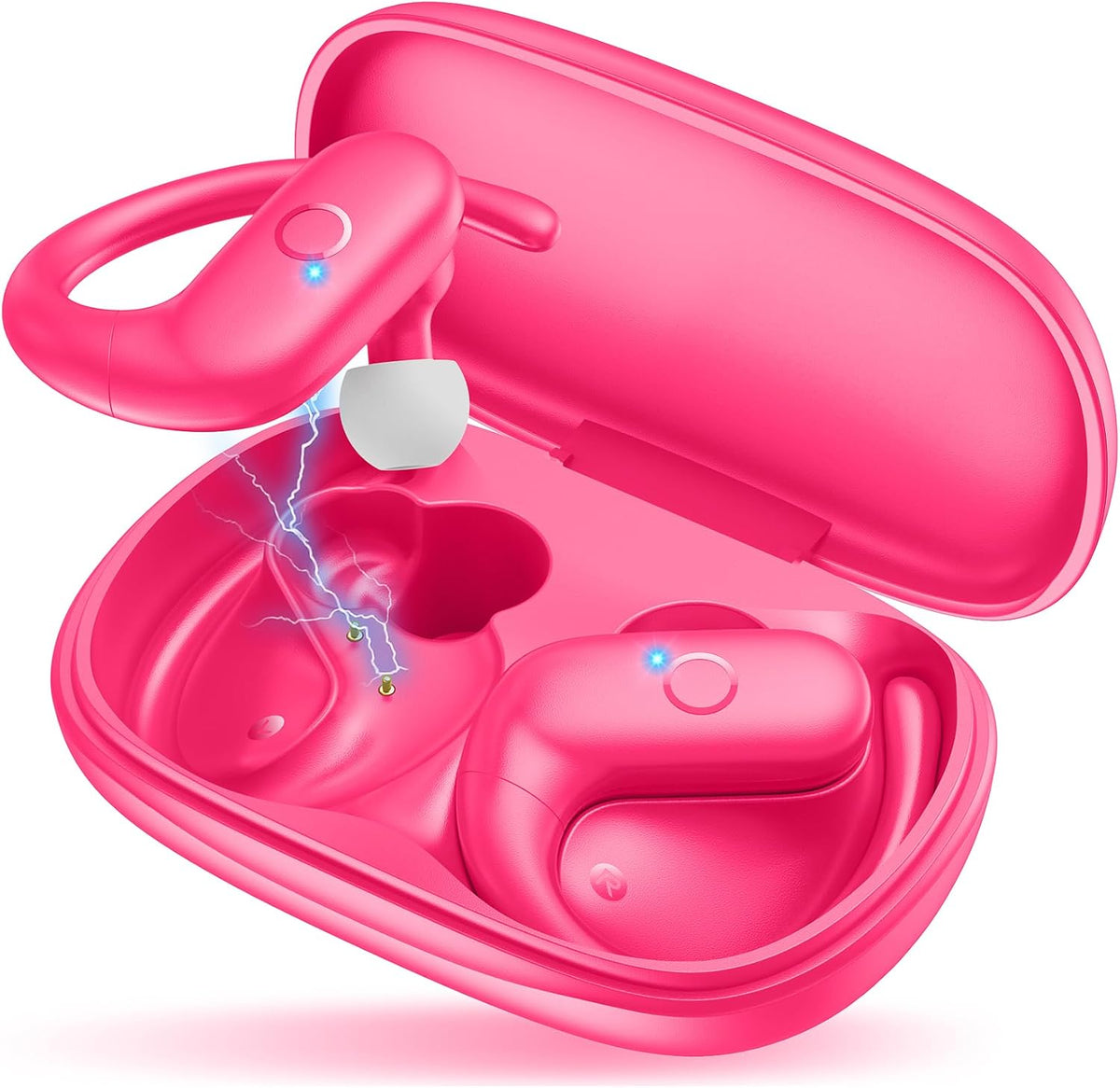 Wireless Earbuds Bluetooth 5.3 Headphones Sport,Over Ear Buds with Deep Bass Sound,60Hrs Playtime Earphones Redesigned Comfort Fit with Earhooks for Running,Meeting,Workout-Pink