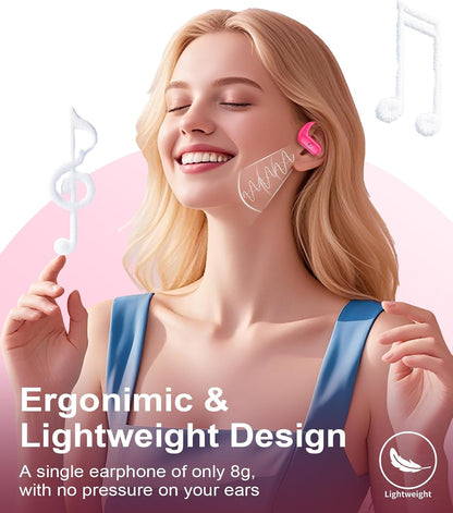 Wireless Earbuds Bluetooth 5.3 Headphones Sport,Over Ear Buds with Deep Bass Sound,60Hrs Playtime Earphones Redesigned Comfort Fit with Earhooks for Running,Meeting,Workout-Pink