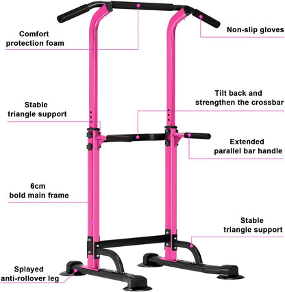 Multi-Function Power Tower Pull Up Bar Dip Station for Home Gym