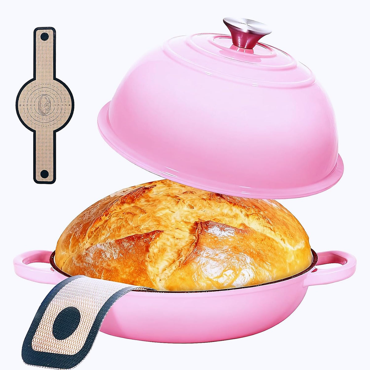 6QT Enameled Cast Iron Pink Dutch Oven For Sourdough Bread Baking