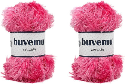 Eyelash Fun Fur Yarn for Crochet, Knitting, Candy Pink, 2-Pack
