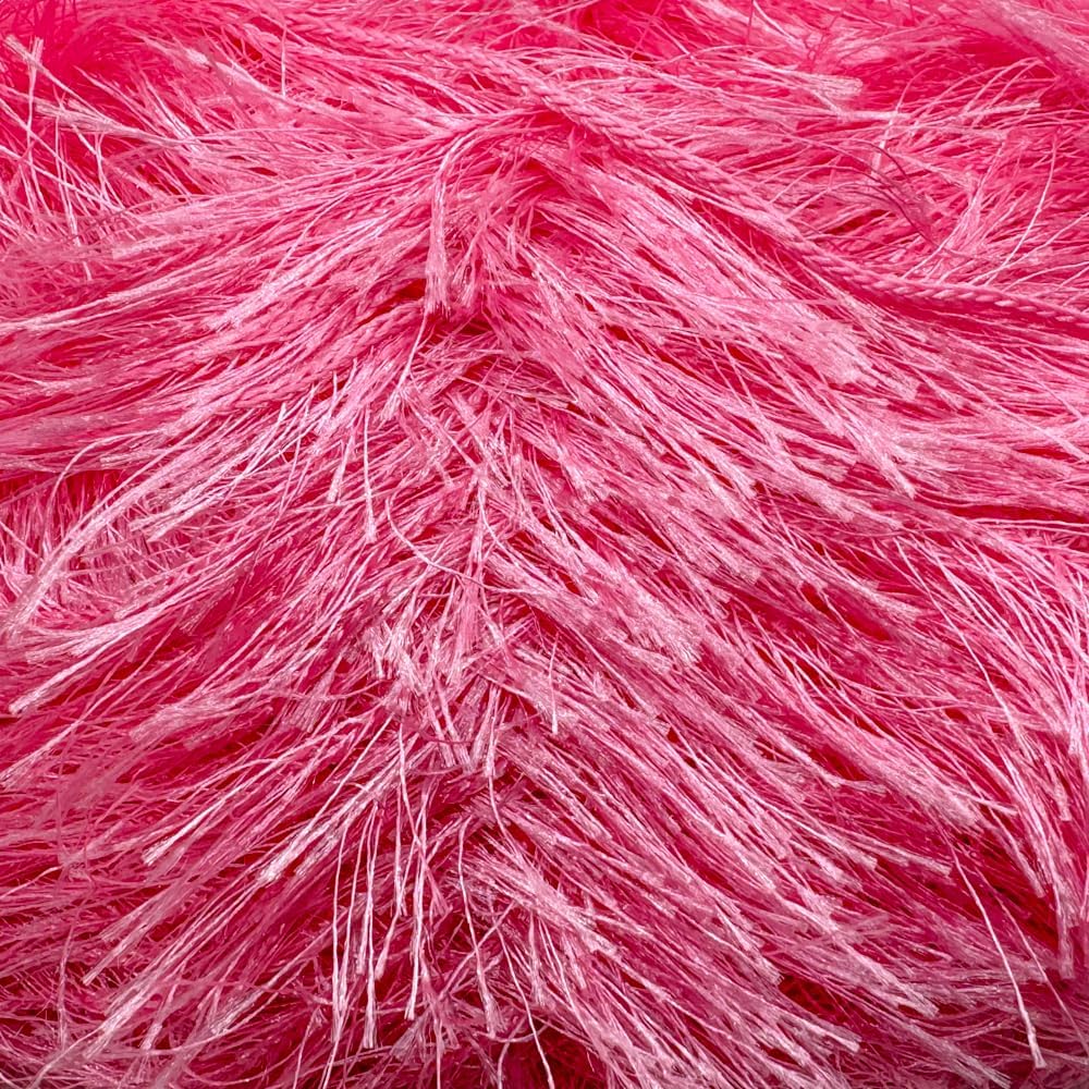 Eyelash Fun Fur Yarn for Crochet, Knitting, Candy Pink, 2-Pack