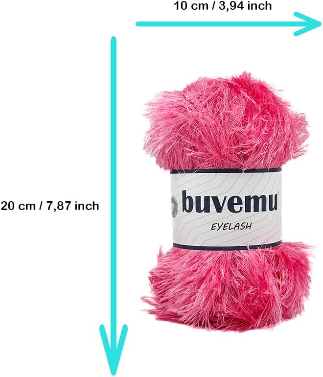 Eyelash Fun Fur Yarn for Crochet, Knitting, Candy Pink, 2-Pack