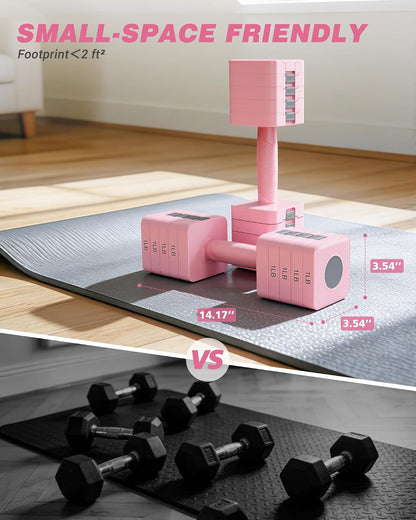 Rendpas Adjustable Dumbbell Set of 2, 10lb & 22lb Pairs (5lb/11lb Each)