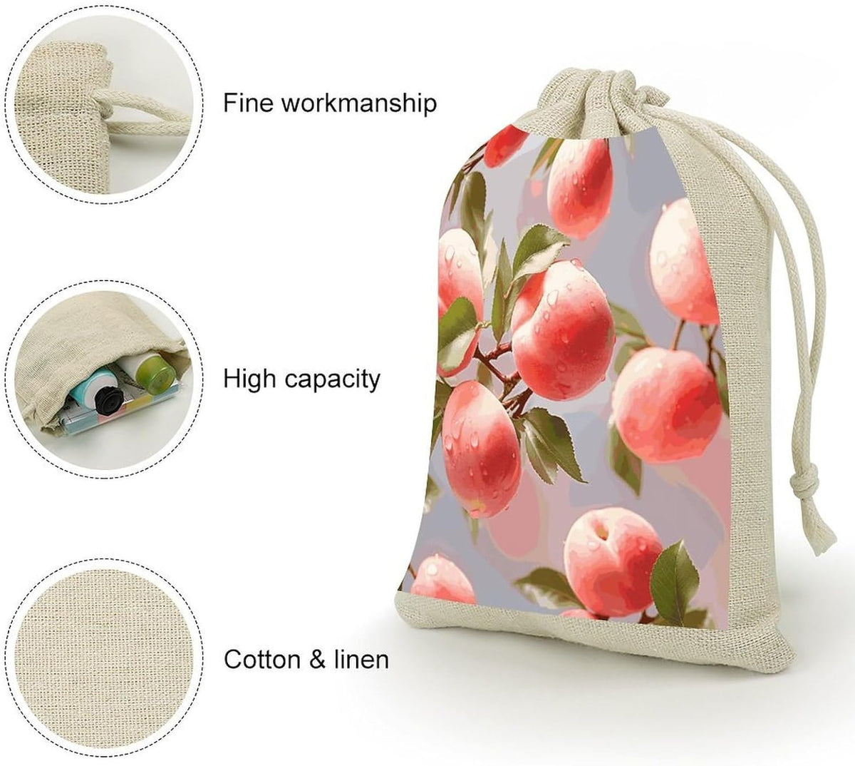 8 Pack Pink Peach Burlap Bag 6.7"x4.9", Natural Cotton Linen Drawstring Bags Reusable Rustic Gift Bag Cute Sachet Bags Small Jewelry Pouch for Party Supplies Daily Storage