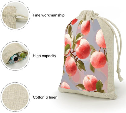8 Pack Pink Peach Burlap Bag 6.7"x4.9", Natural Cotton Linen Drawstring Bags Reusable Rustic Gift Bag Cute Sachet Bags Small Jewelry Pouch for Party Supplies Daily Storage