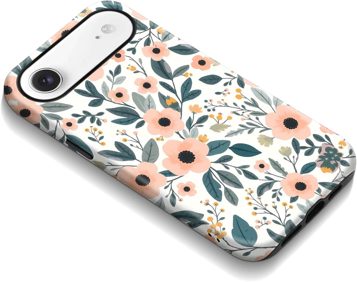 for iPhone 17 Air Case Peach Floral Pattern HD Scratch-Resistant Drop-Resistant 2-Layer Hard Case Minimalist Gift
