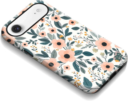 for iPhone 17 Air Case Peach Floral Pattern HD Scratch-Resistant Drop-Resistant 2-Layer Hard Case Minimalist Gift