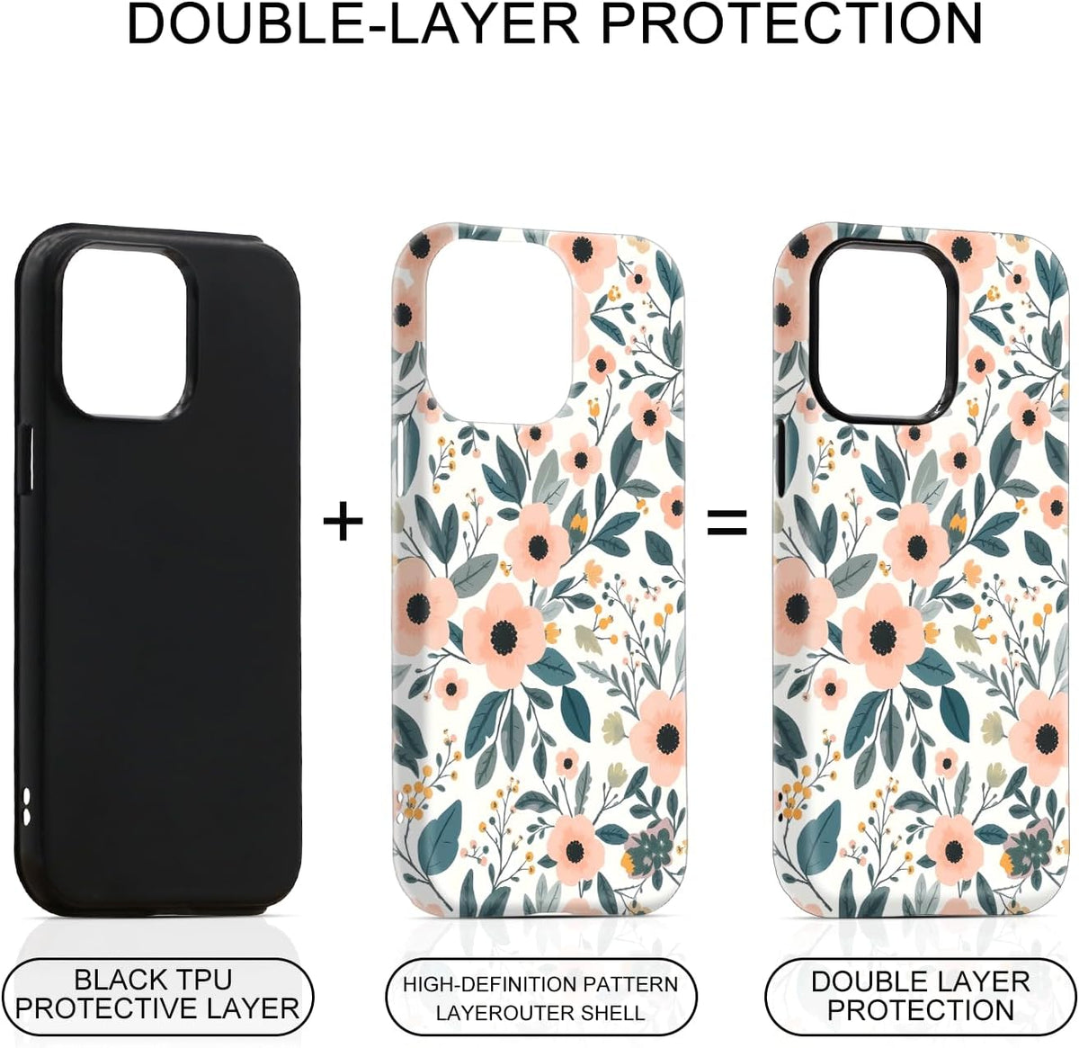 for iPhone 17 Air Case Peach Floral Pattern HD Scratch-Resistant Drop-Resistant 2-Layer Hard Case Minimalist Gift