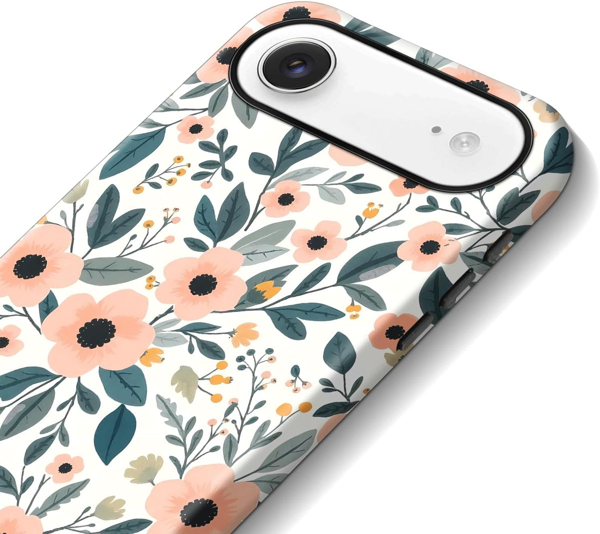 for iPhone 17 Air Case Peach Floral Pattern HD Scratch-Resistant Drop-Resistant 2-Layer Hard Case Minimalist Gift