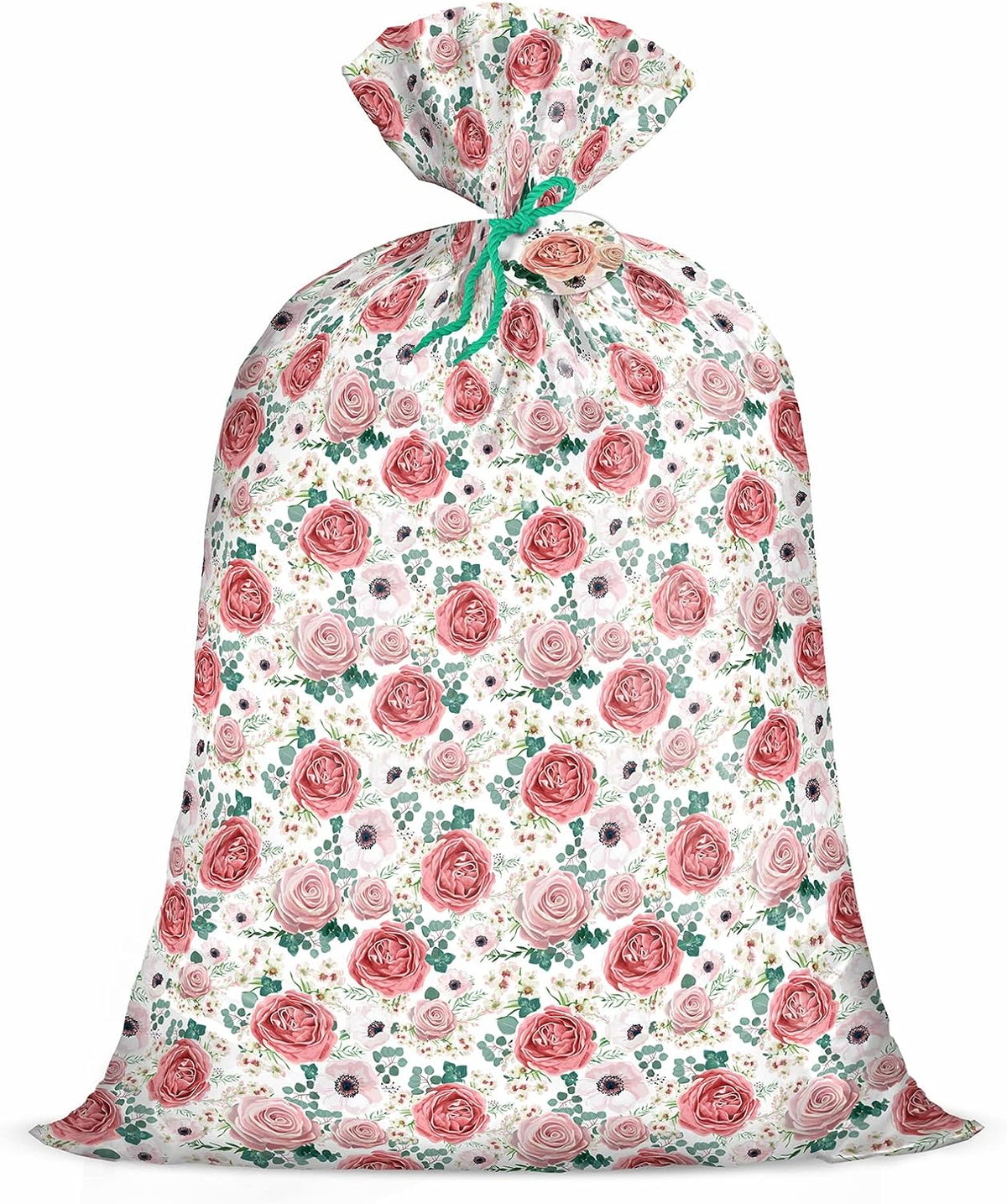 56" Large Plastic Gift Bag - Pink Floral Jumbo Bike Bag Gift Wrap for Birthdays, Mother's Day, Wedding, Baby Shower, Parties, or Any Occasion - 56" H x 36" W