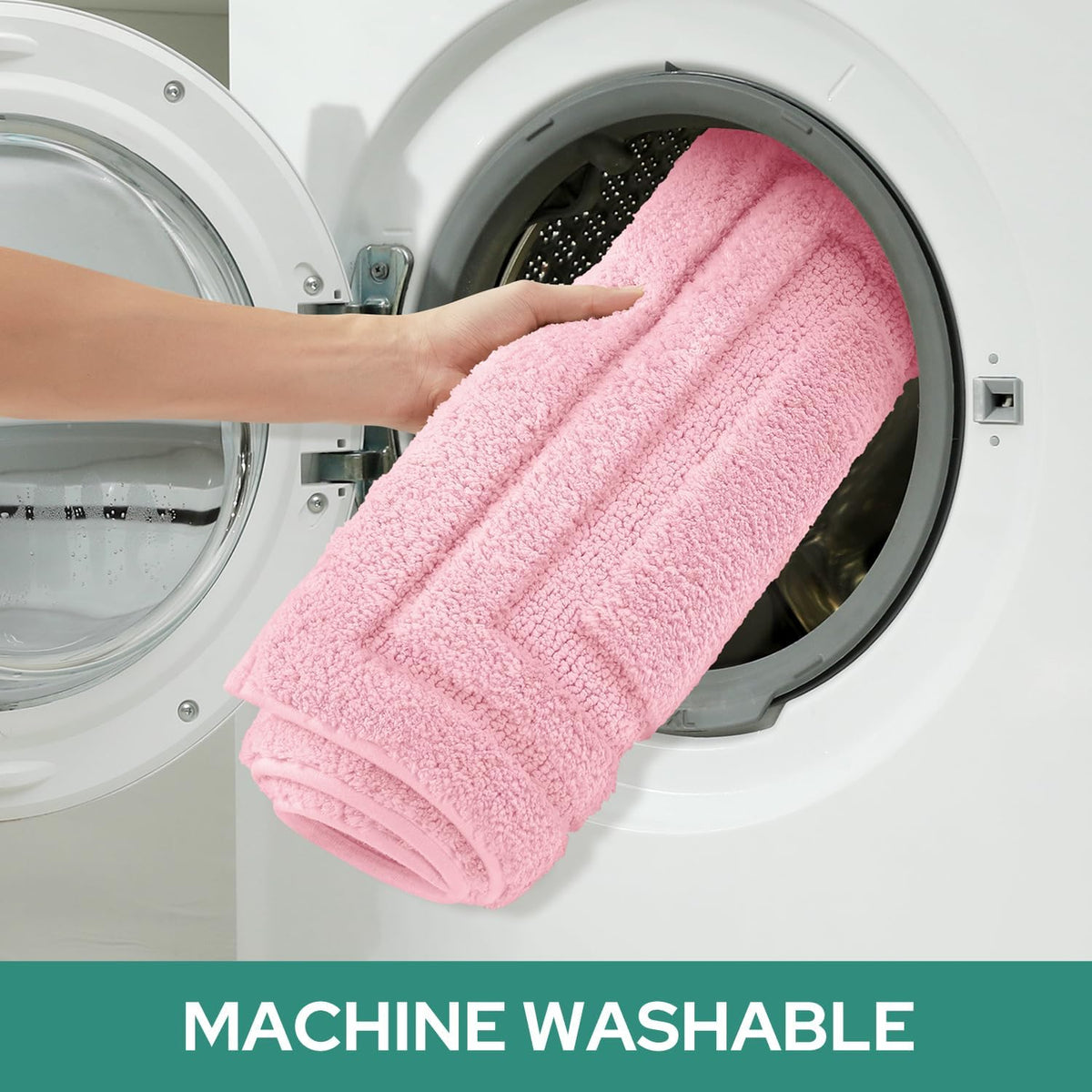 Light Pink Microfiber Bathroom Rugs Set of 3, Non Slip Bath Mats