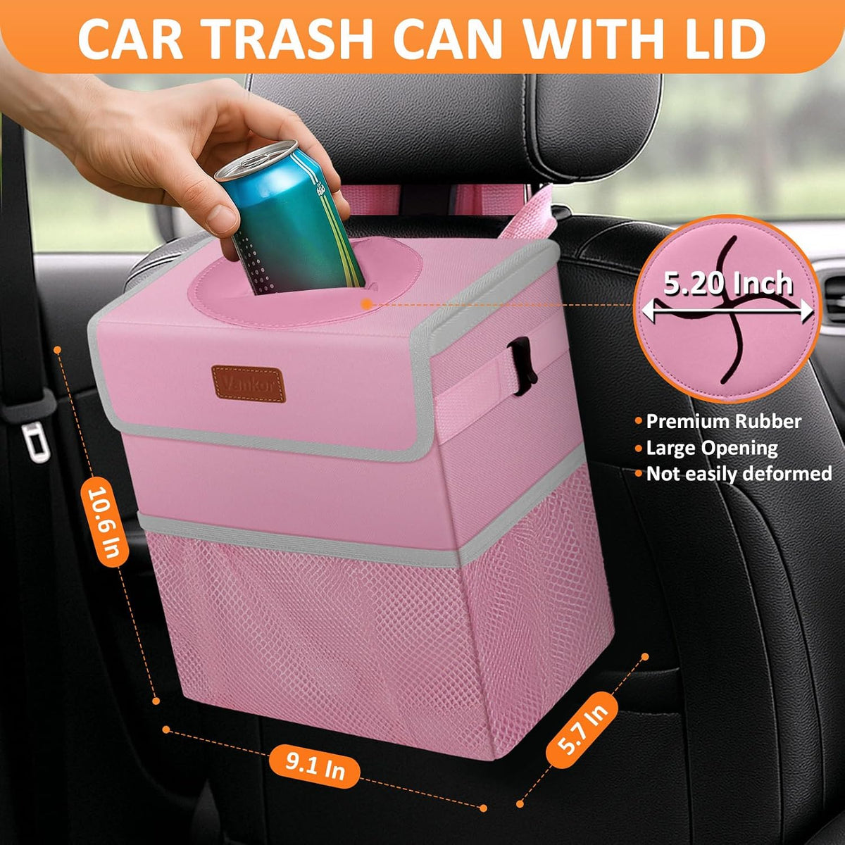 Car Trash Can with Lid Leak Proof Car Accessories for Women
