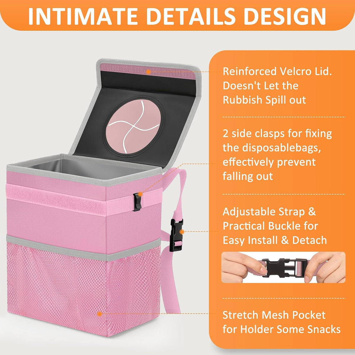 Car Trash Can with Lid Leak Proof Car Accessories for Women