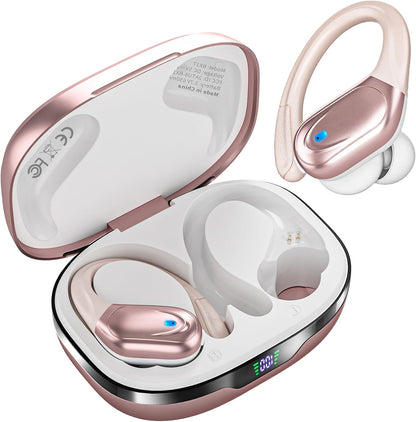 Wireless Earbuds, Sports Bluetooth Headphones, 80Hrs Playtime Ear Buds with LED Power Display, Noise Canceling Headset, IPX7 Waterproof Earphones for Workout/Running