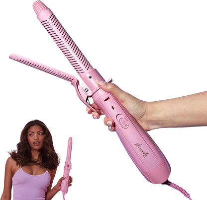 Aircurl Curling Iron - 1.25 Inch Ceramic Barrel with Clamp, Hair Curler for Long, Medium, & Short Hair, Ionic Technology, Lower Heat Temperatures for Healthier Hair Styling - 1.25", Pink
