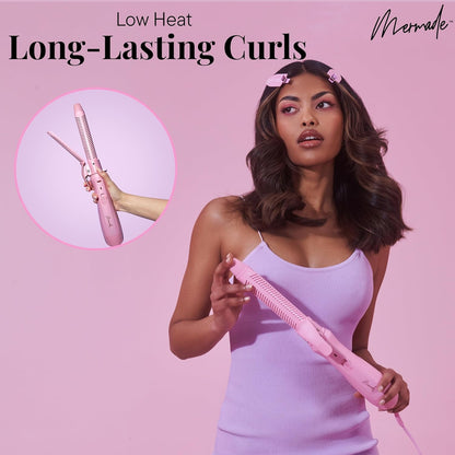 Aircurl Curling Iron - 1.25 Inch Ceramic Barrel with Clamp, Hair Curler for Long, Medium, & Short Hair, Ionic Technology, Lower Heat Temperatures for Healthier Hair Styling - 1.25", Pink