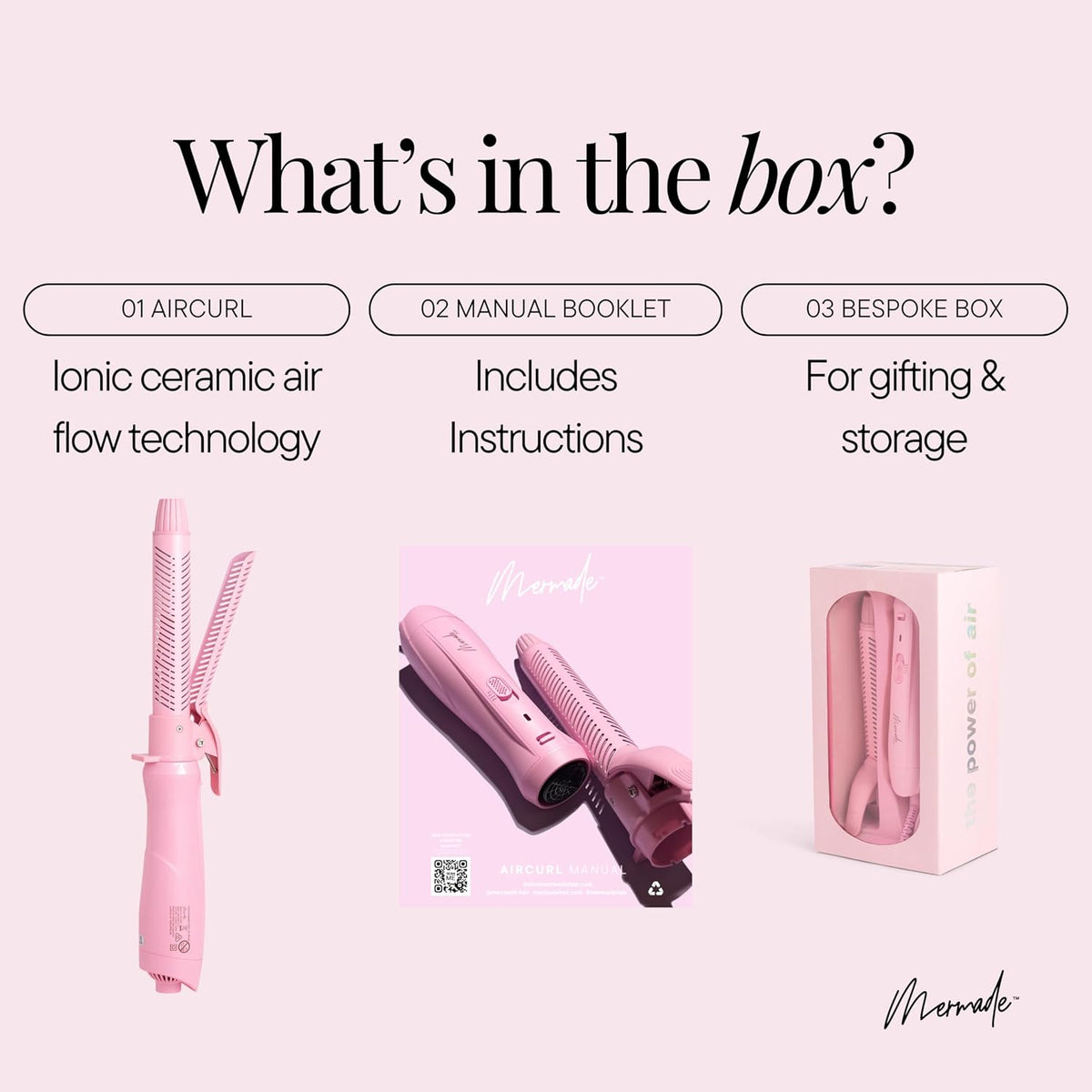Aircurl Curling Iron - 1.25 Inch Ceramic Barrel with Clamp, Hair Curler for Long, Medium, & Short Hair, Ionic Technology, Lower Heat Temperatures for Healthier Hair Styling - 1.25", Pink