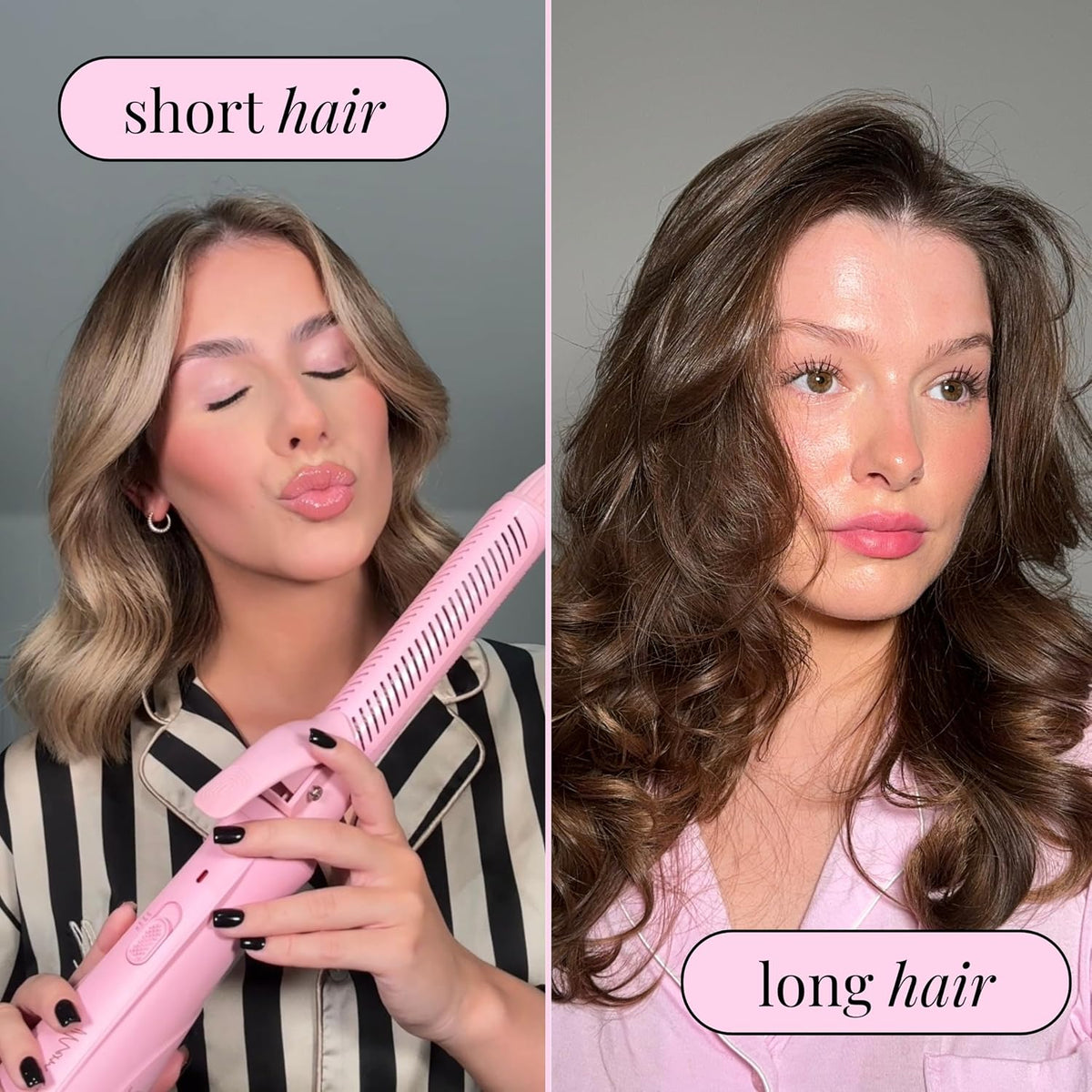 Aircurl Curling Iron - 1.25 Inch Ceramic Barrel with Clamp, Hair Curler for Long, Medium, & Short Hair, Ionic Technology, Lower Heat Temperatures for Healthier Hair Styling - 1.25", Pink