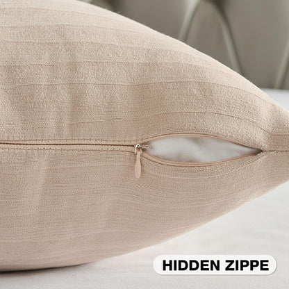 Pack of 2 Chenille Striped Throw Pillow Covers 18x18 Inch,Pink