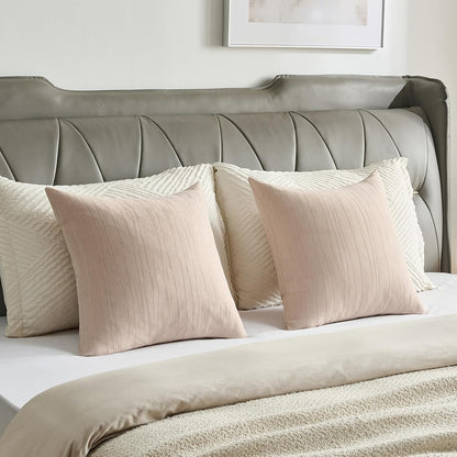 Pack of 2 Chenille Striped Throw Pillow Covers 18x18 Inch,Pink
