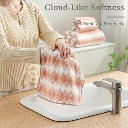8 Piece Bathroom Towel Set |2 Oversized Bath Towels,2 Hand Towels,4 Washcloths| 600GSM Soft Hotel Towel Set Extra Large Bath Sheet for Bathroom,Highly Absorbent Quick Dry Bath Towel Collections,Peach