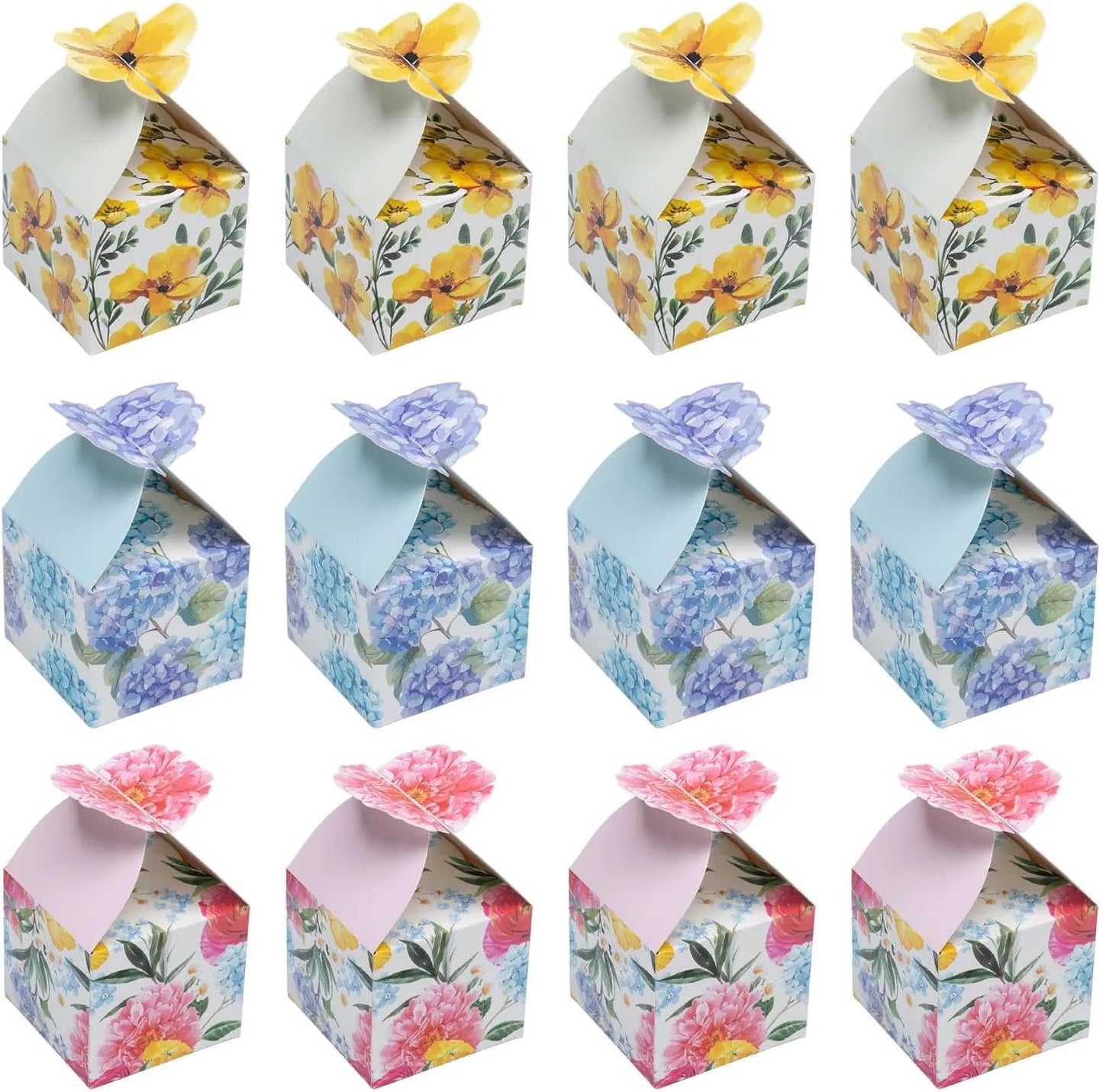 Fun Express 3 1/4" x 3" Pastel Floral Print Treat Boxes Assortment - 12 Pc.