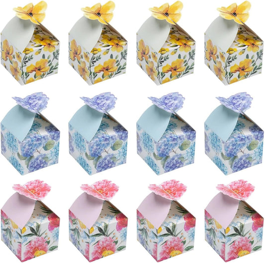 Fun Express 3 1/4" x 3" Pastel Floral Print Treat Boxes Assortment - 12 Pc.