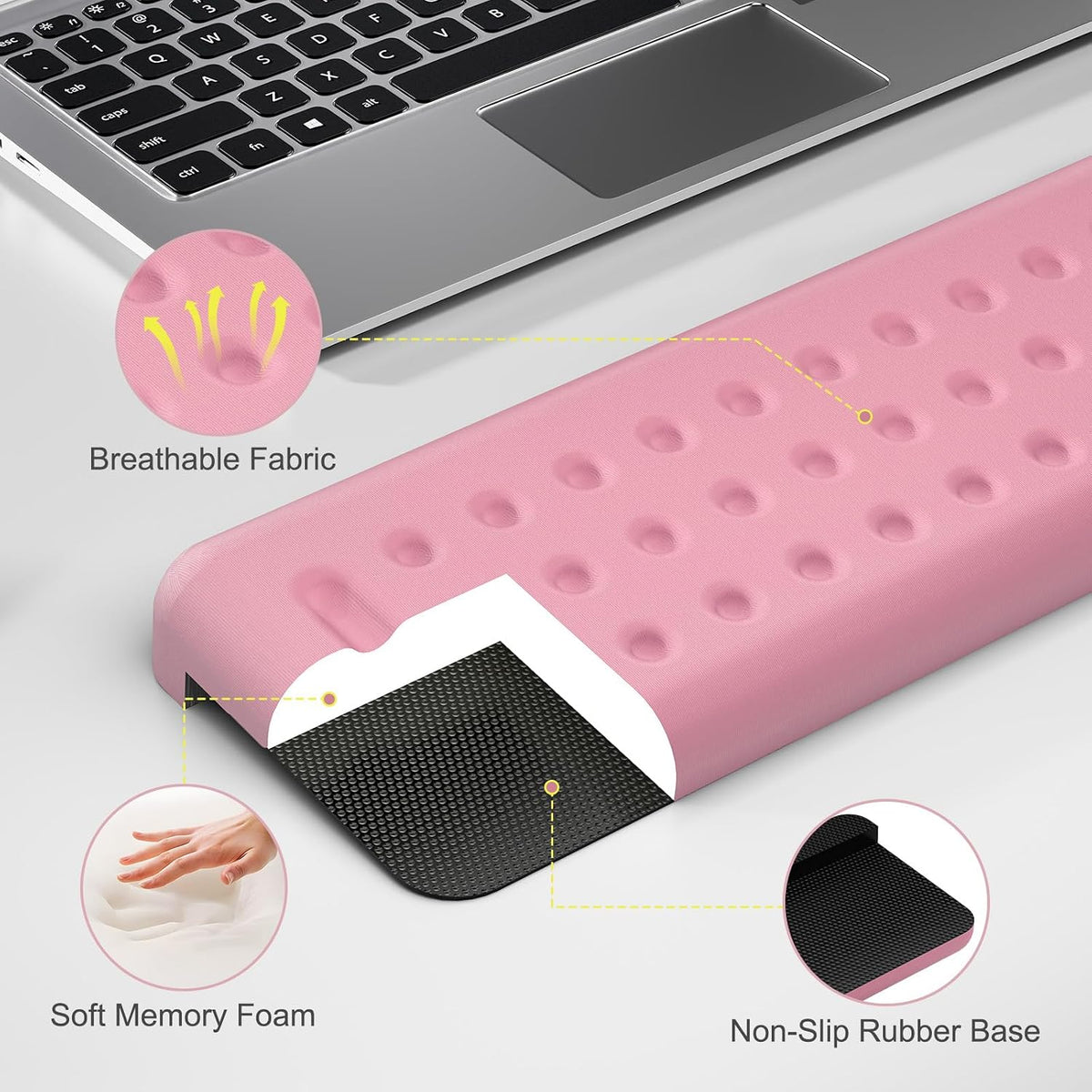 L-Shaped Desk Long Wrist Rest Elbow 60CM, Light Pink Arm Rest Desk