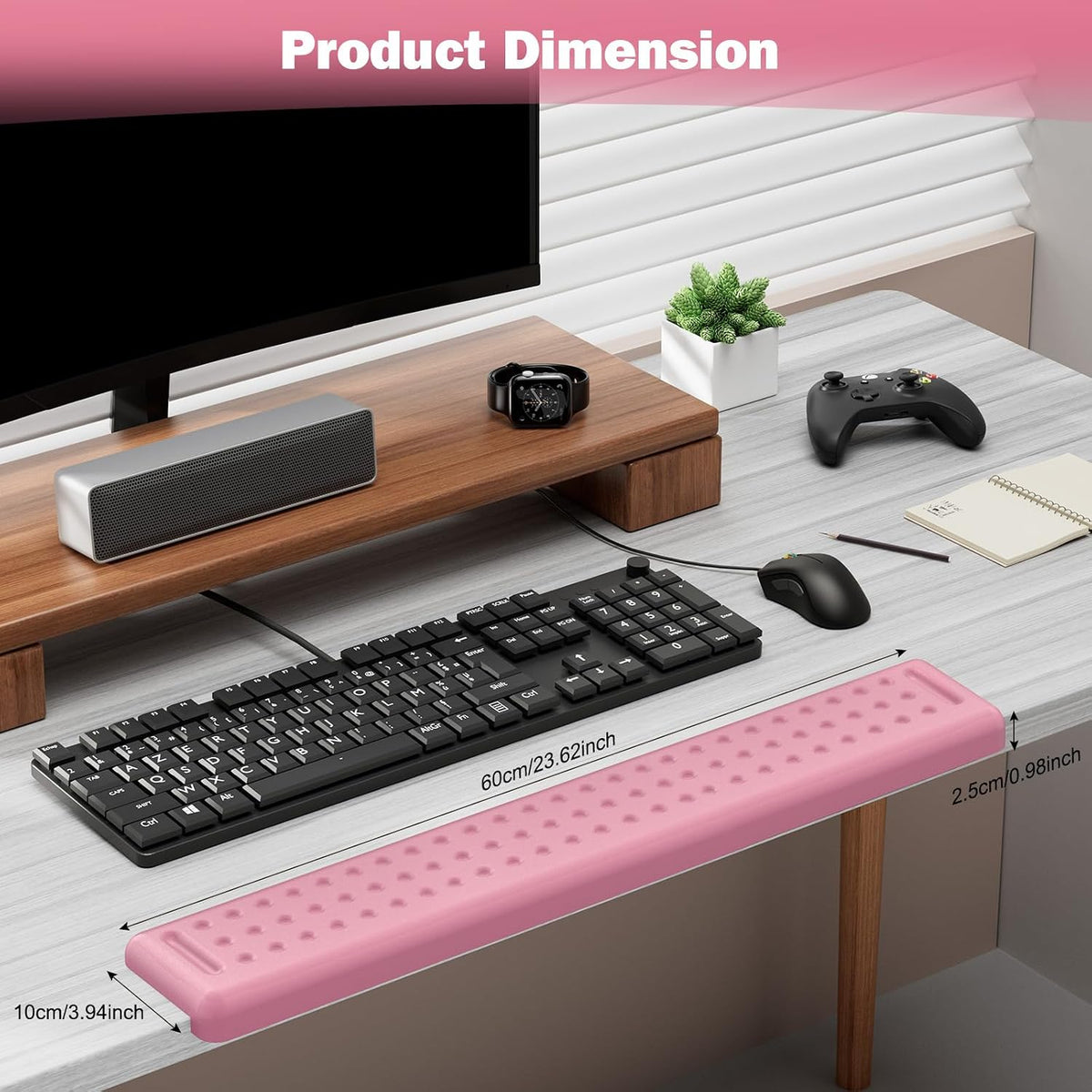 L-Shaped Desk Long Wrist Rest Elbow 60CM, Light Pink Arm Rest Desk