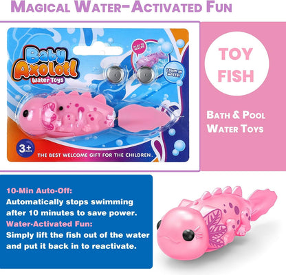 Robotic Pets Alive Swimming Axolotl Electric Baby Axolotl Fish Bath Toys ( 2-Pack Pink /Purple) for Kids 18M+