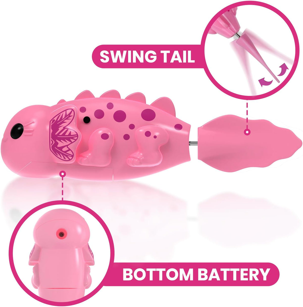 Robotic Pets Alive Swimming Axolotl Electric Baby Axolotl Fish Bath Toys ( 2-Pack Pink /Purple) for Kids 18M+