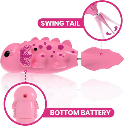 Robotic Pets Alive Swimming Axolotl Electric Baby Axolotl Fish Bath Toys ( 2-Pack Pink /Purple) for Kids 18M+
